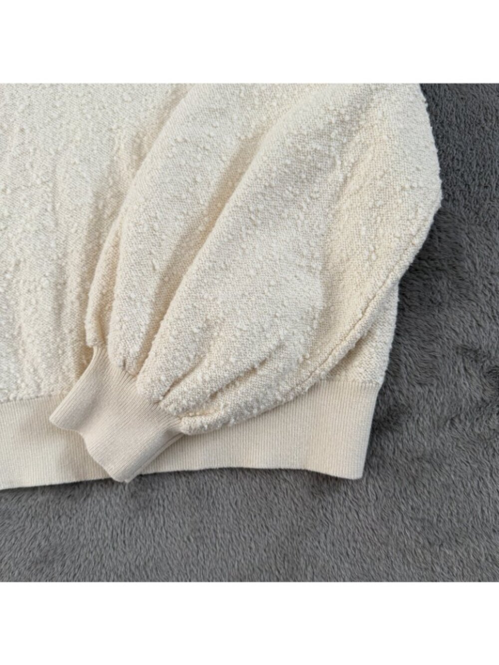 Free People Boucle Found My Friend Ivory Cream Oversized Sweater SMALL Cotton - Picture 2 of 6